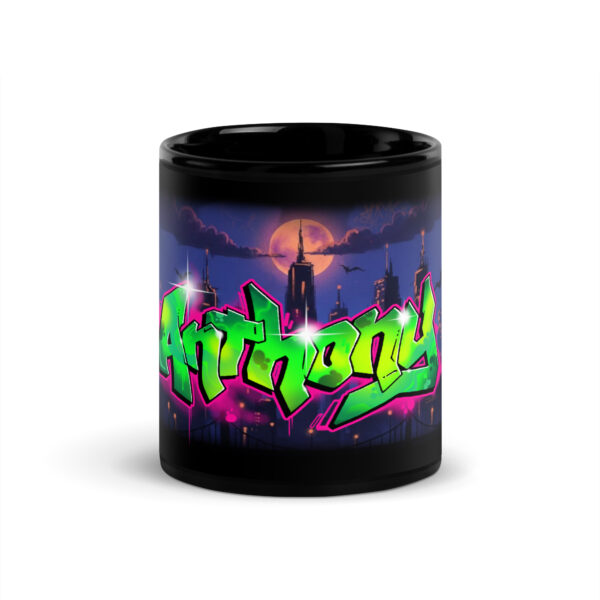 Anthony Black Glossy Mug - Image 4