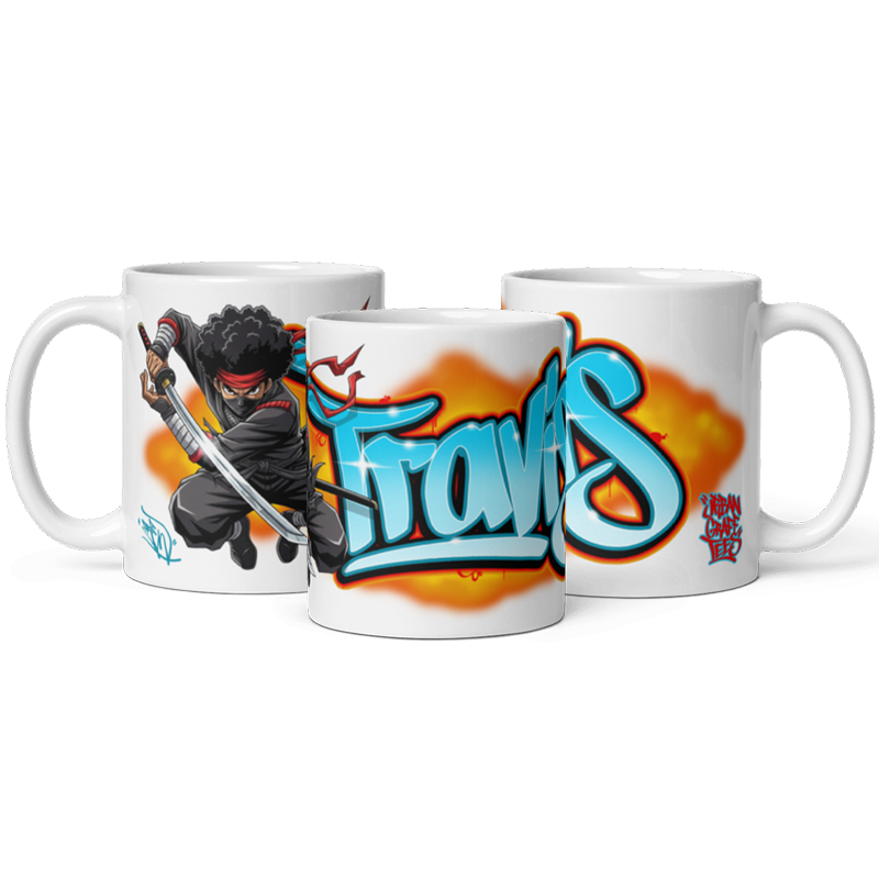 Travis White Glossy Mug - Image 2