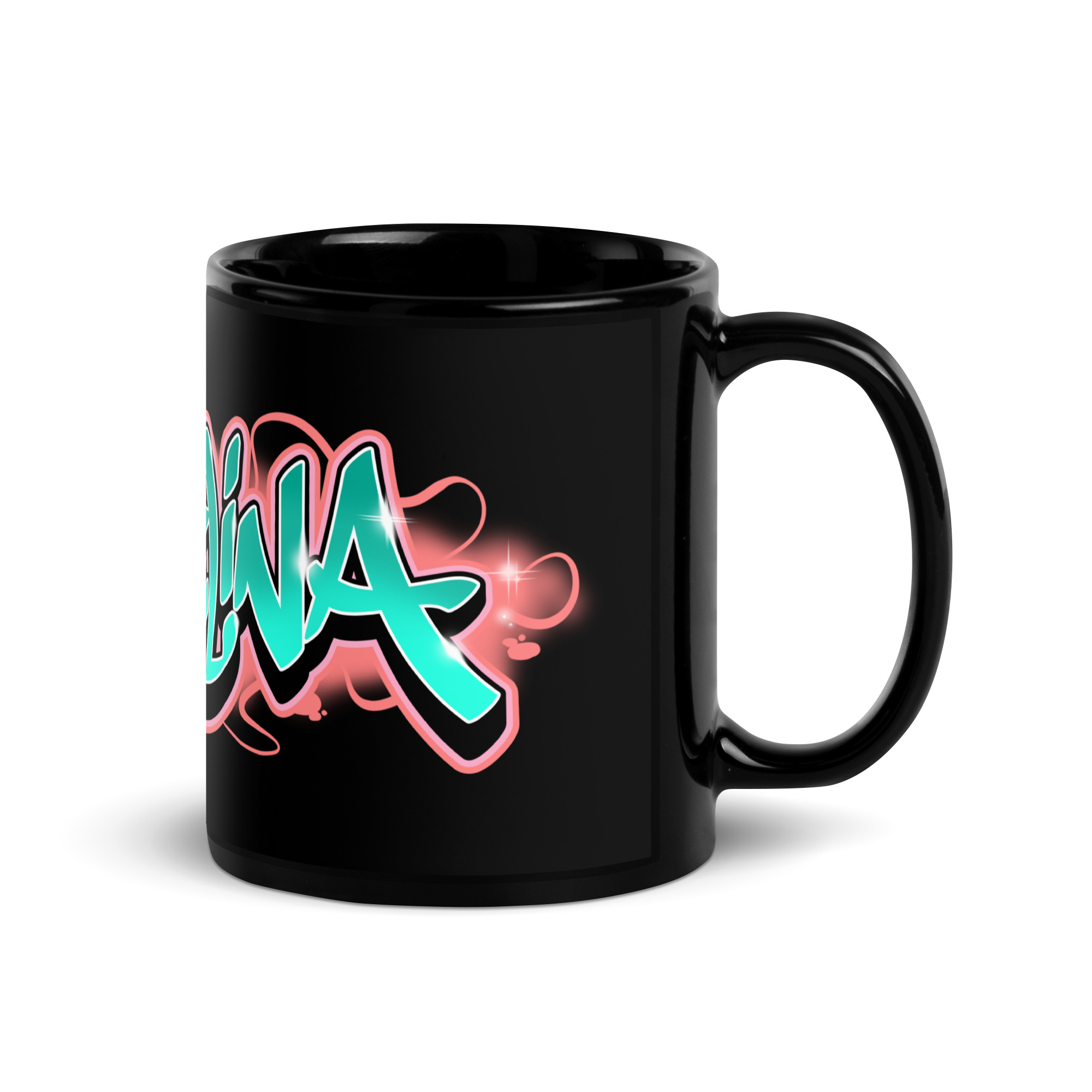 Angelina Black Glossy Mug - Image 3