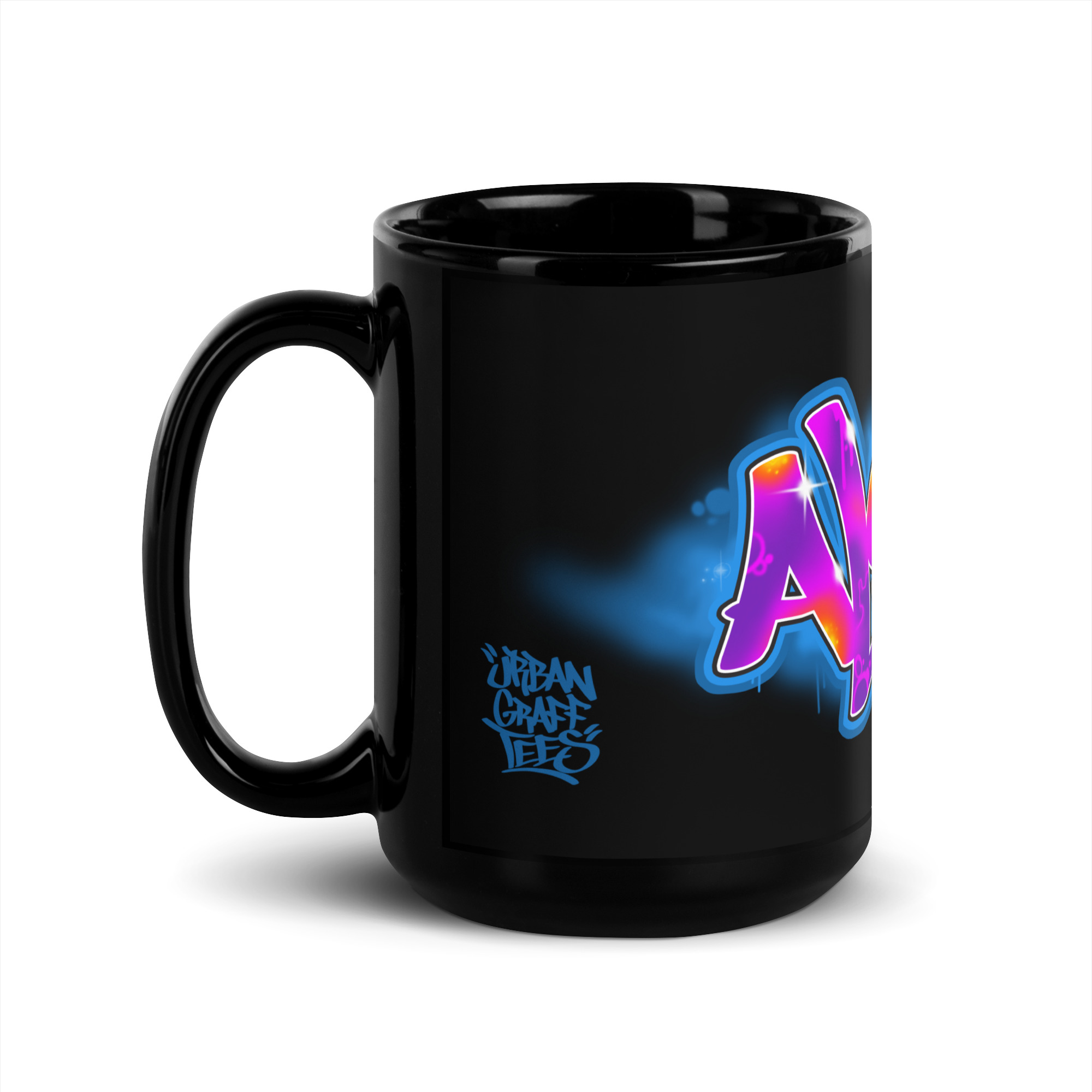 Alexis Black Glossy Mug - Image 4
