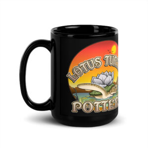 Lotus Turtle Pottery Black Glossy Mug