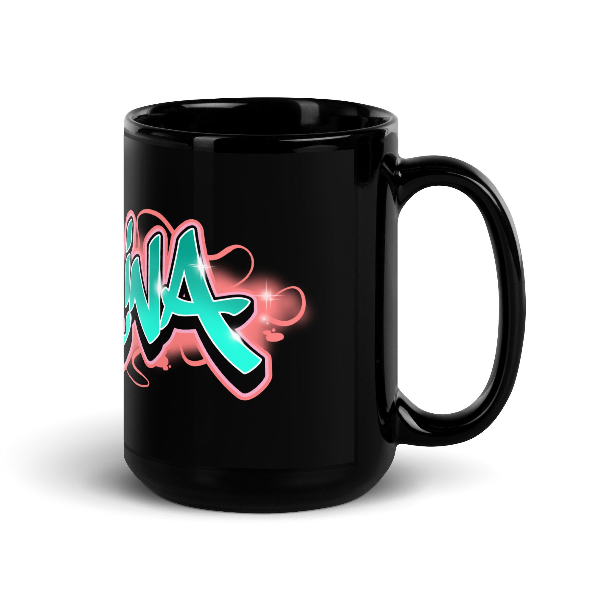 Angelina Black Glossy Mug - Image 5