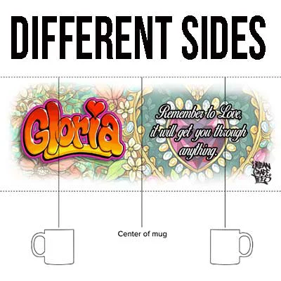Different image on each side mug layout example