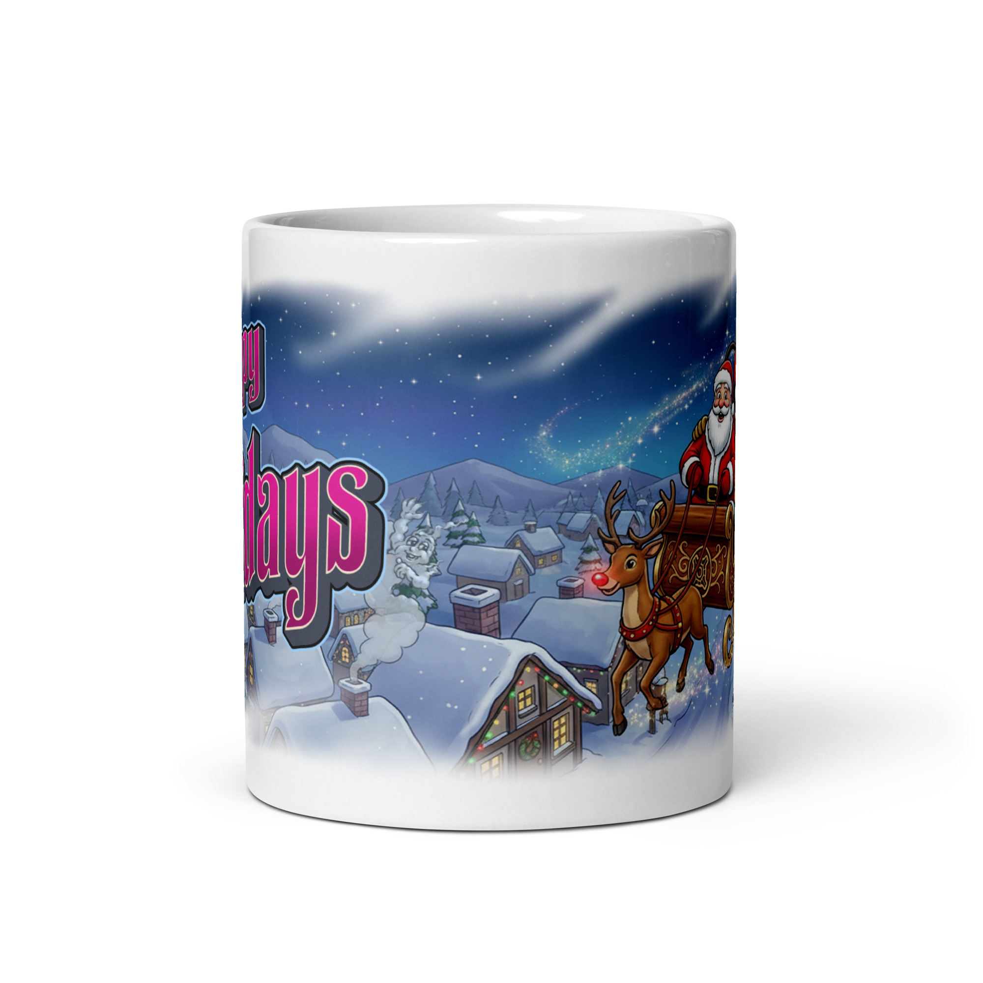 Happy Holidays White Glossy Mug - Image 3