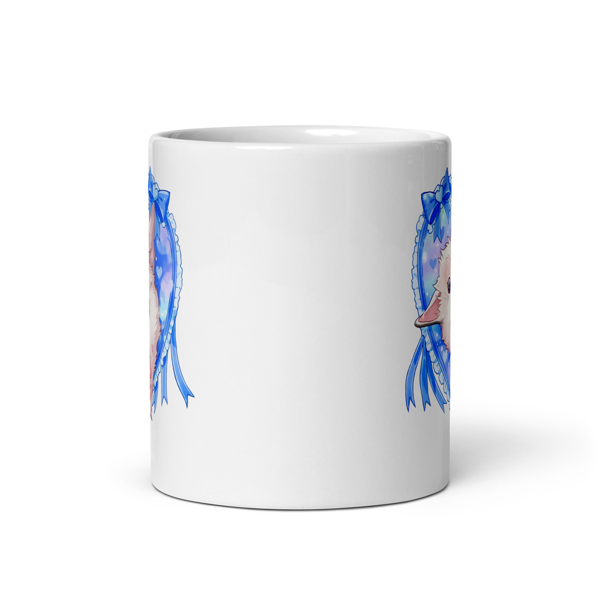 Blue Kitty White Glossy Mug - Image 4