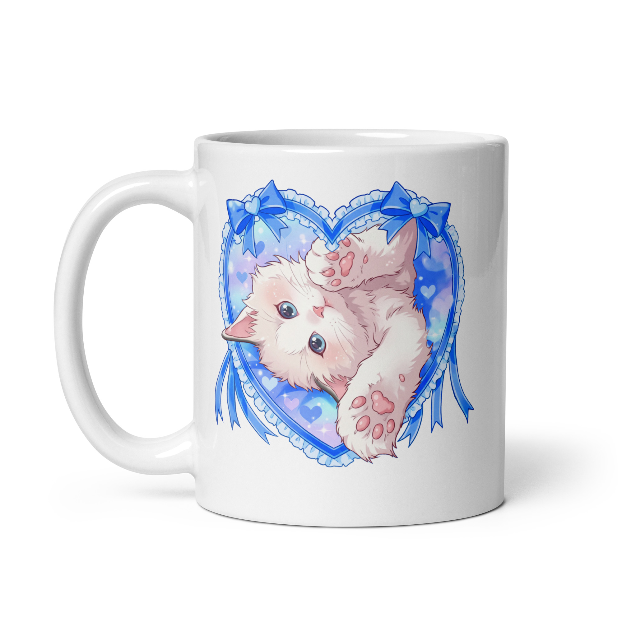 Blue Kitty White Glossy Mug - Image 3