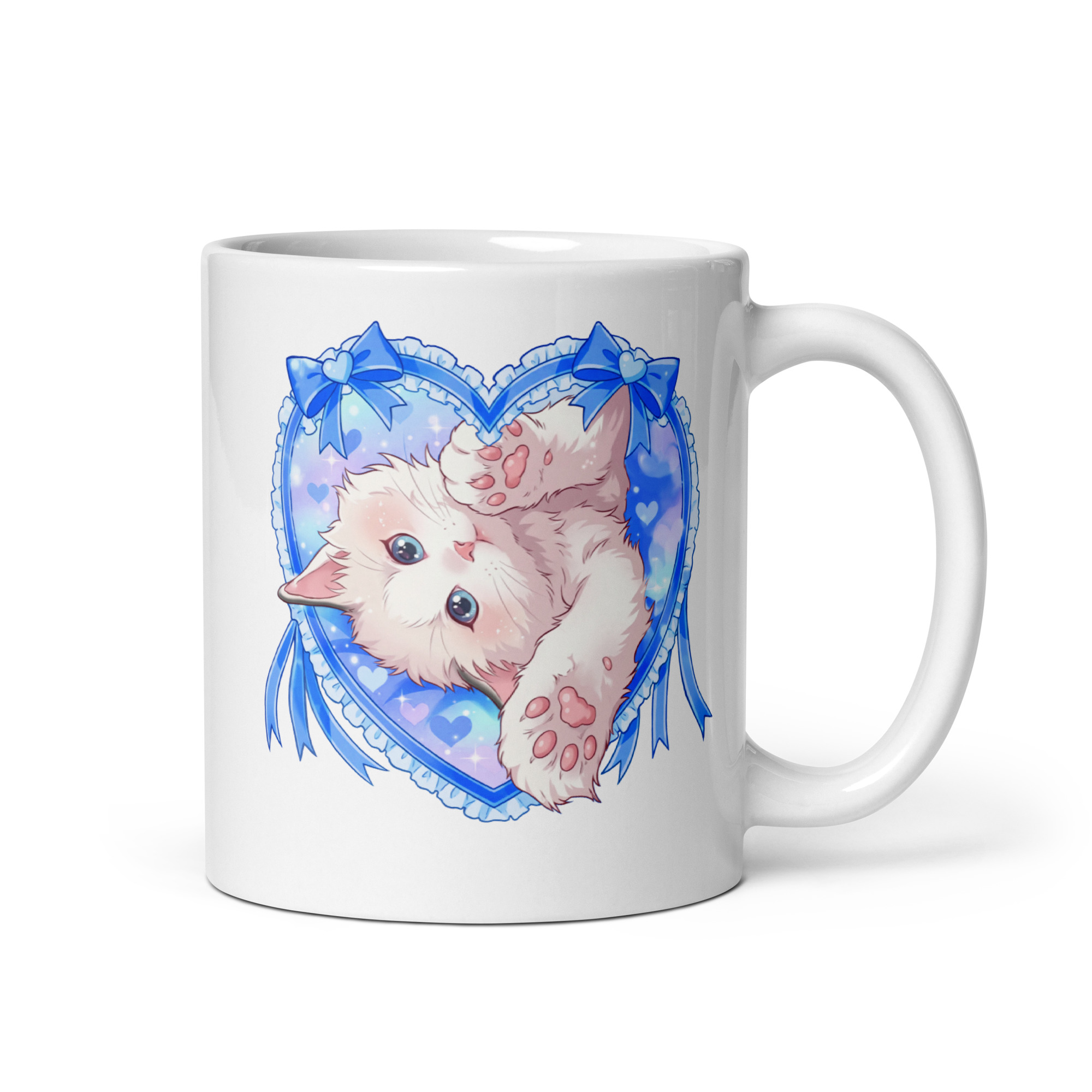 Blue Kitty White Glossy Mug - Image 2