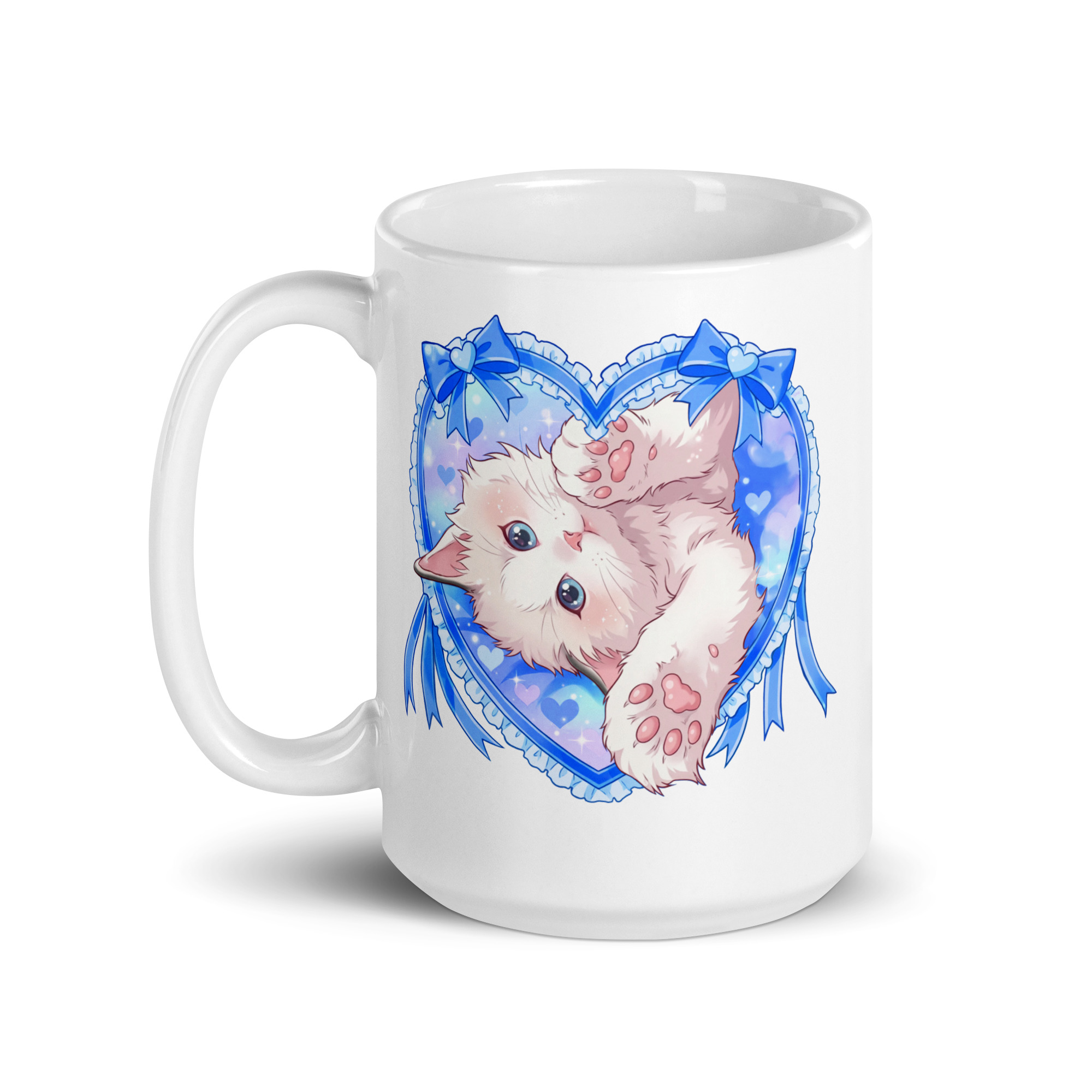 Blue Kitty White Glossy Mug - Image 6