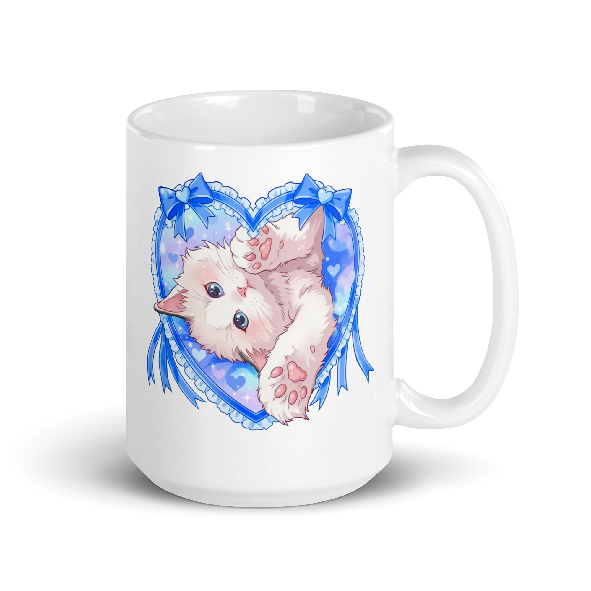 Blue Kitty White Glossy Mug - Image 5