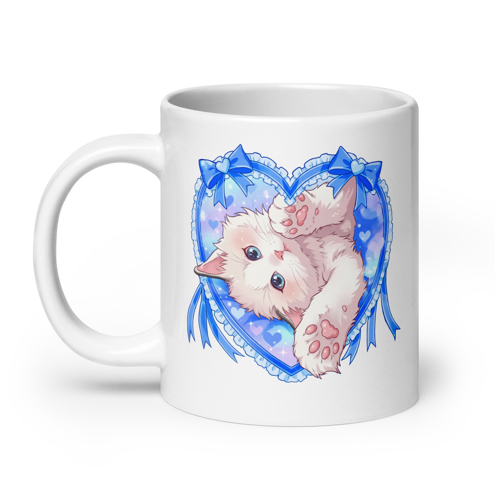 Blue Kitty White Glossy Mug - Image 8