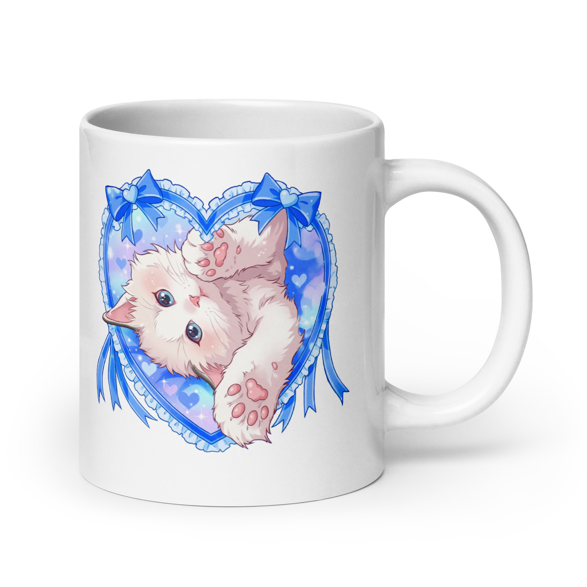 Blue Kitty White Glossy Mug